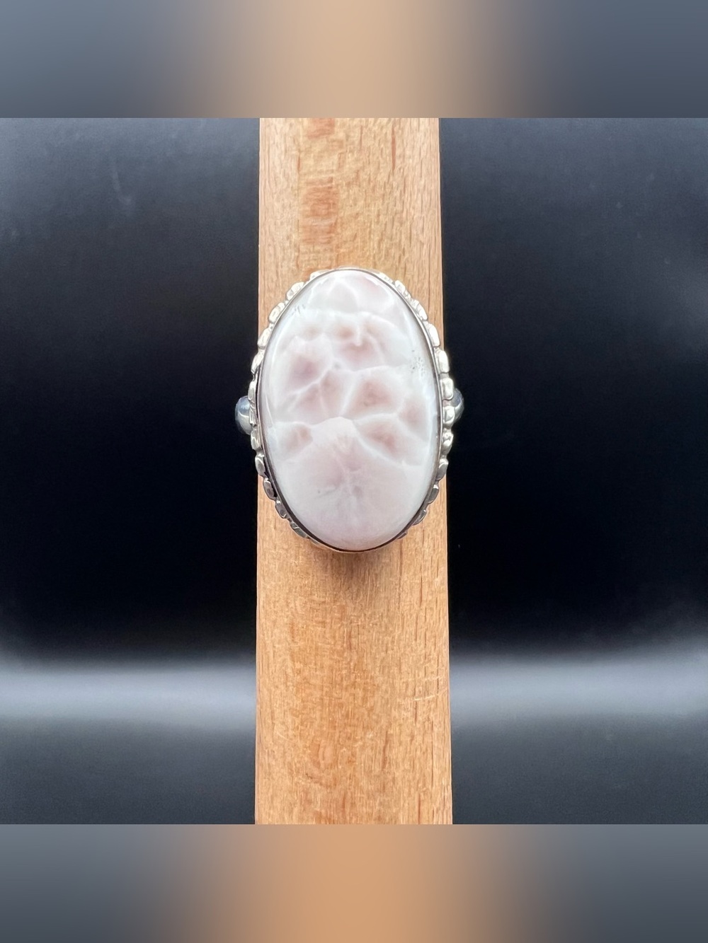 Sterling Silver Pink Larimar/Natrolite Ring